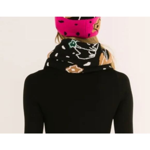 Bel Kazan Anthropologie Infinity Neck Scarf Black Pink Pattern - Picture 5 of 7